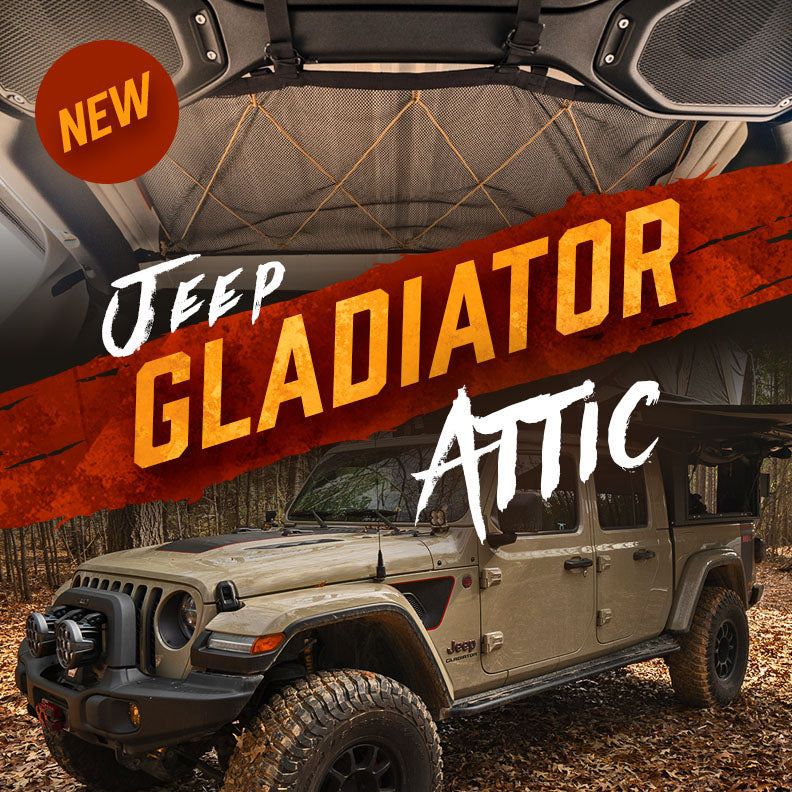 The new Jeep Gladiator Attic is here! Like our other vehicle attics, this is designed to keep lightweight gear off the floor of your rig.