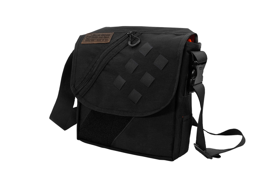 Transit Bag satchel by Blue Ridge Overland Gear, black version, front side view